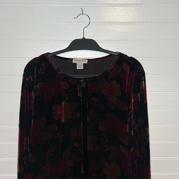 Notations Plus Size 3X Velvet Burnout Faux Layer Cardigan Top Slinky Stretchy - Picture 2 of 9